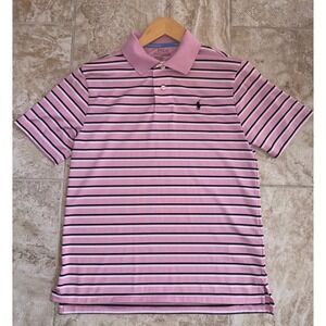 Polo Ralph Lauren Performance Pink Striped Short Sleeve Boys Polo Size L (14-18)